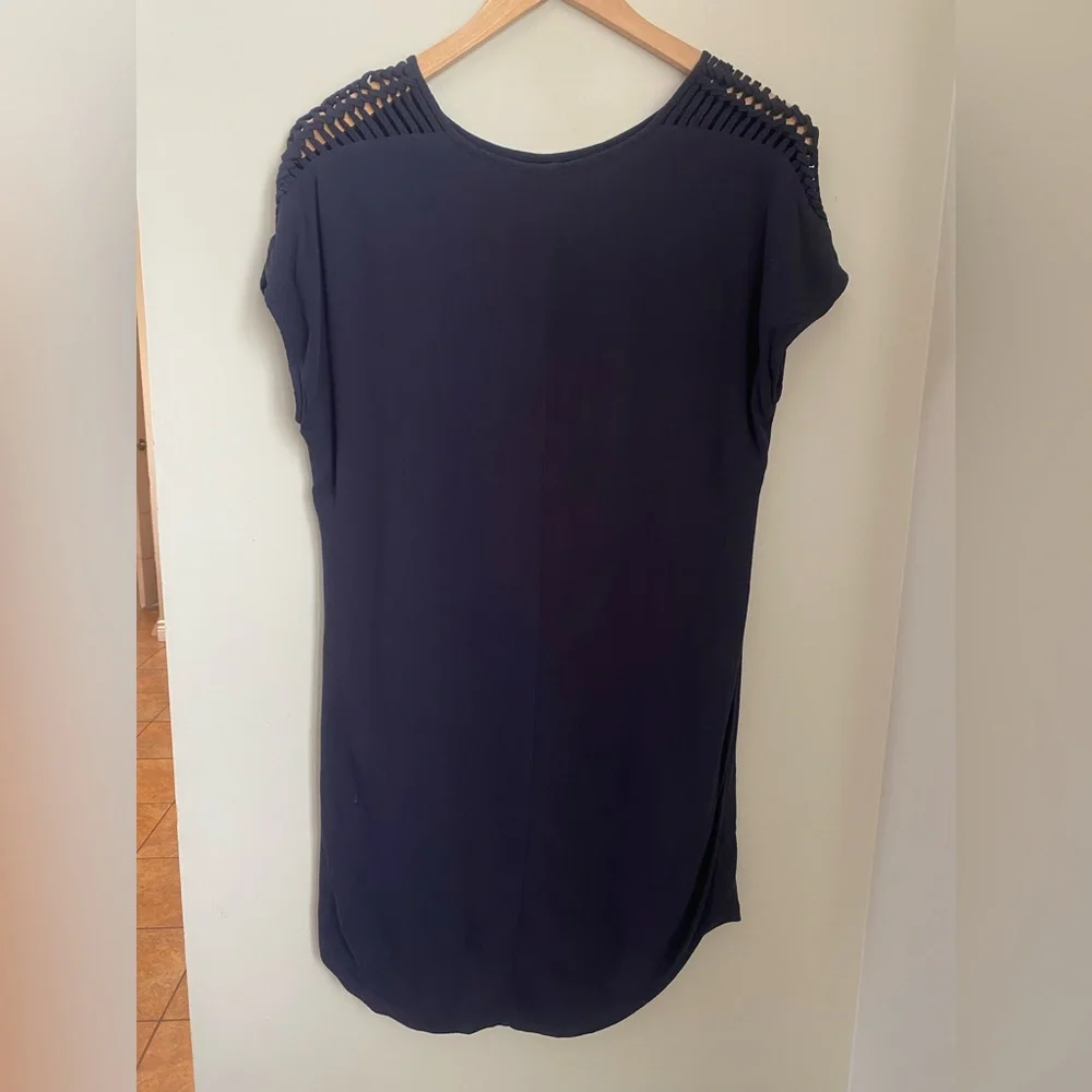 Gentle Fawn Navy Blue Braided Shoulder Slip Dress Size Small Coastal - Picture 6 of 11